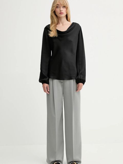 Fracomina bluzka damska kolor czarny gładka FS25WT1004W45101