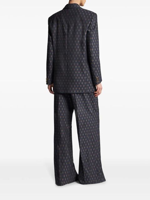 ETRO double-breasted wool jacquard jacket - Blue