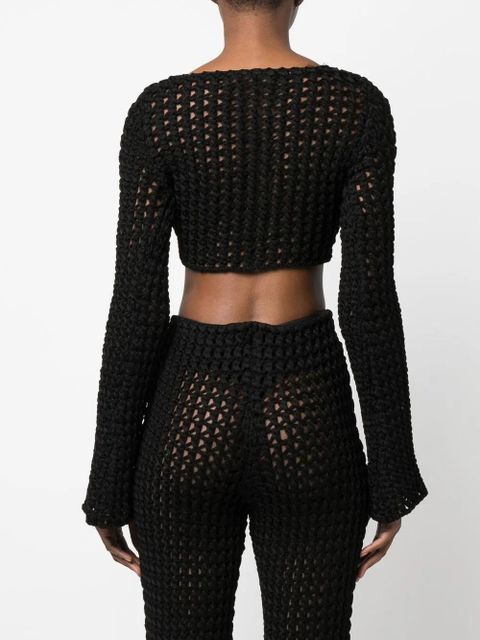 Moschino open-knit cropped top - Black