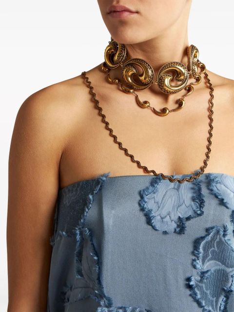 ETRO floral-jacquard asymmetric top - Blue - zdjęcie produktu nr 2