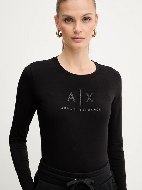 Armani Exchange longsleeve kolor czarny XW001365 AF16294 - zdjęcie produktu nr 2