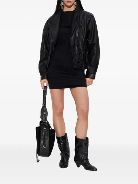 ISABEL MARANT Mylda puff-sleeve gathered mini dress - Black - zdjęcie produktu nr 2