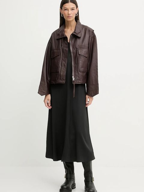 AllSaints kurtka skórzana CLAY kolor czerwony przejściowa W108LD