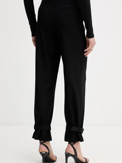 Sisley spodnie z domieszką wełny damskie kolor czarny proste high waist 41FQLF080