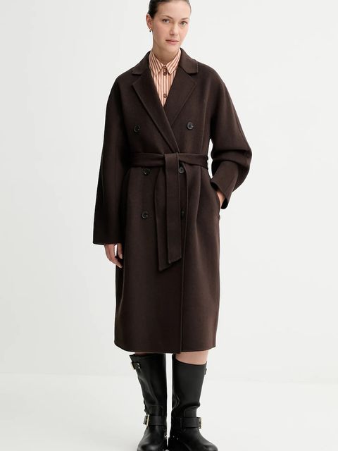 Marc O'Polo płaszcz z wełną kolor brązowy 508005171127