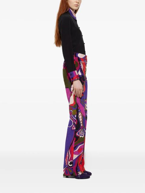 PUCCI orchid-print straight velvet trousers - Purple