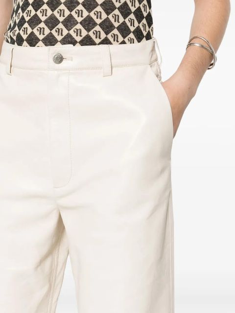 Nanushka Vidia straight-leg leather trousers - Neutrals