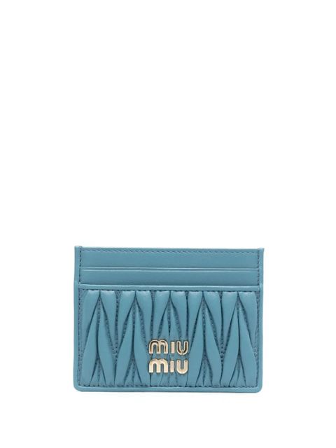 Miu Miu matelassé nappa leather card holder - Blue - zdjęcie produktu nr 1