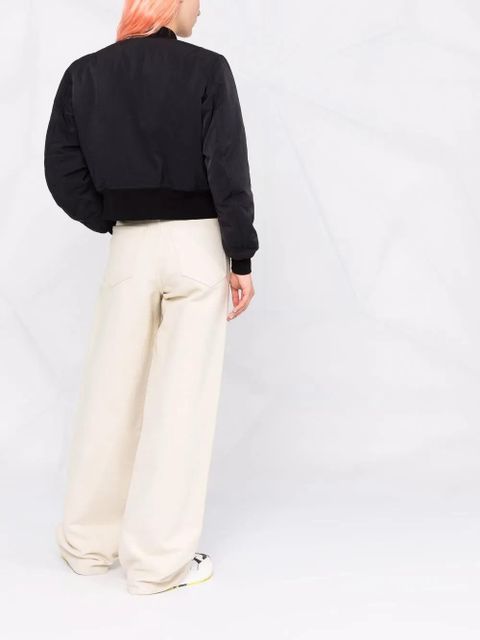 Off-White embroidered logo bomber jacket - Black