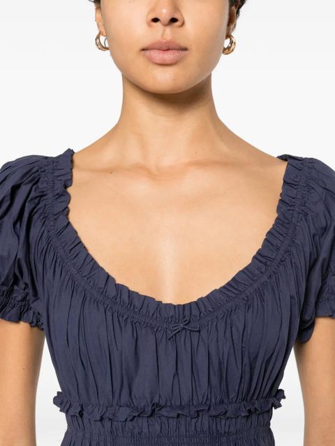 DÔEN ruffled scoop-neck dress - Blue