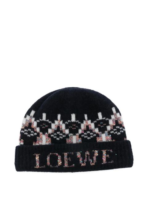 LOEWE sequin patterned beanie - Blue - zdjęcie produktu nr 1