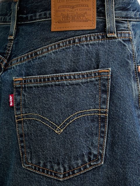 Levi's spódnica jeansowa kolor niebieski midi rozkloszowana A9316