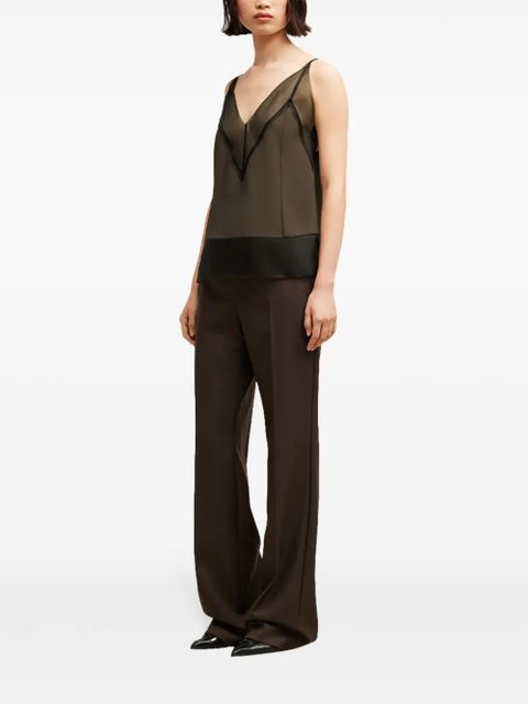 AMI Paris V-neck semi-sheer top - Brown