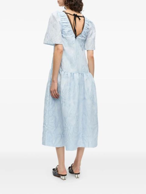 GANNI cloqué midi dress - Blue