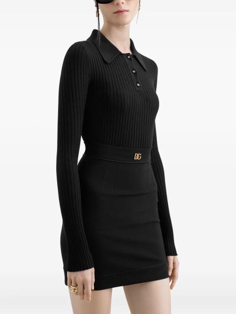 Dolce & Gabbana DNA ribbed-knit polo shirt - Black