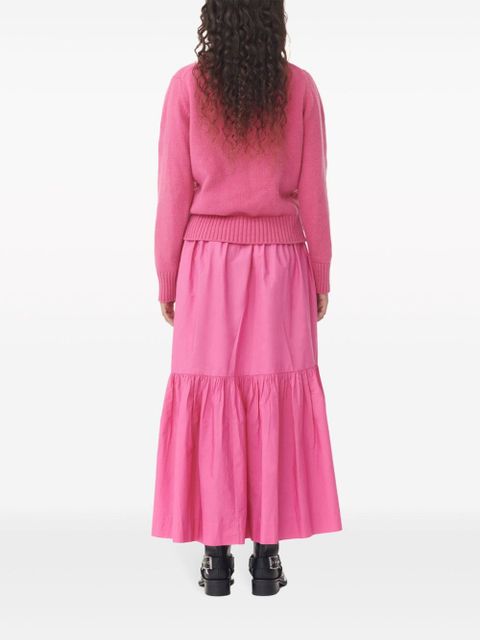 GANNI ruffled organic-cotton midi skirt - Pink