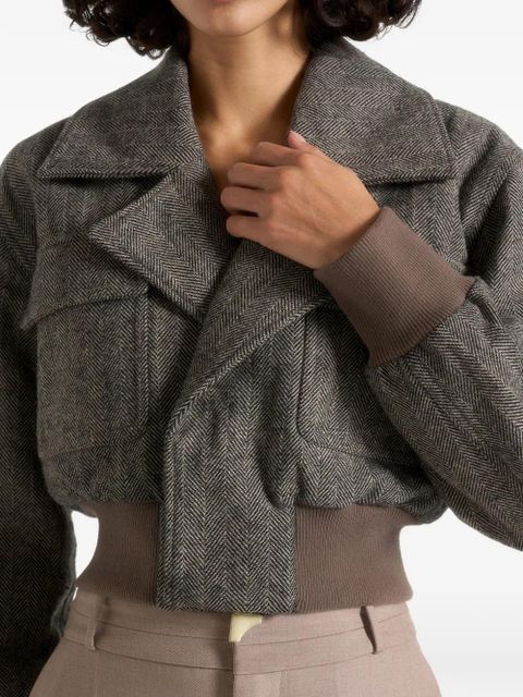Manière De Voir Cosette herringbone bomber jacket - Grey