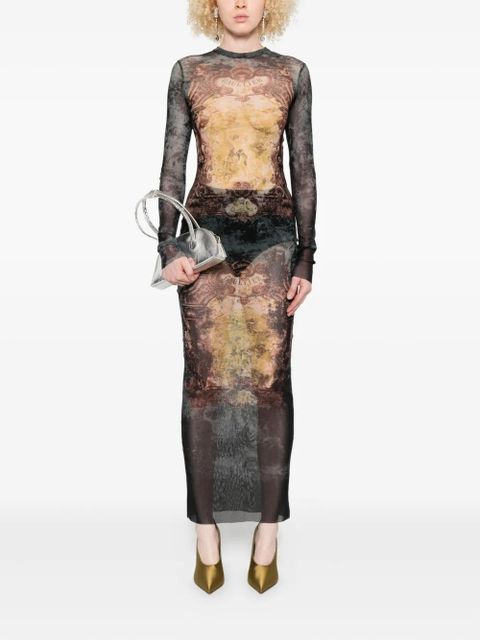 Jean Paul Gaultier baroque-print long-sleeved maxi dress - Black - zdjęcie produktu nr 2