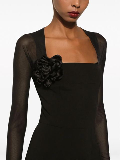 Dolce & Gabbana tulle-sleeve midi dress - Black