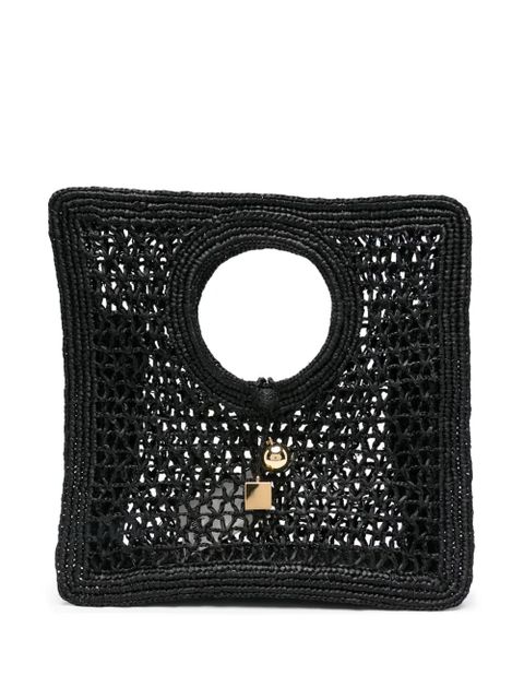 Jacquemus circular-handle raffia tote bag - Black - zdjęcie produktu nr 1