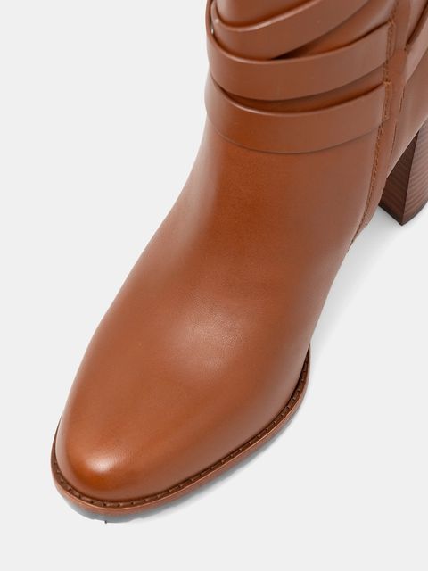 Lauren Ralph Lauren kozaki skórzane Cllns Tl Hl damskie kolor brązowy na słupku 802974386001