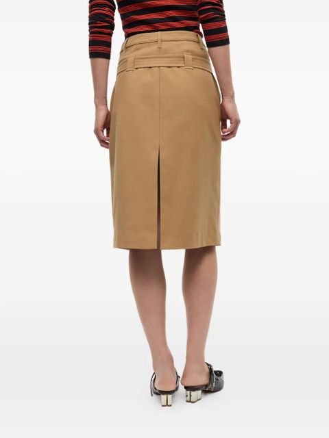 GANNI belted cotton skirt - Neutrals