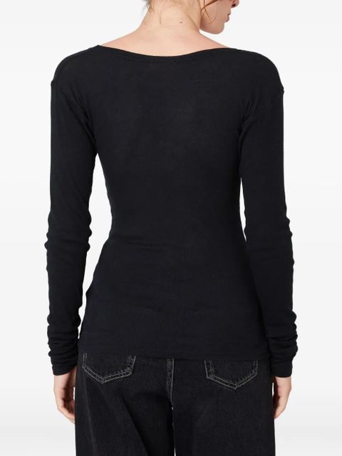 American Vintage Massachusetts long-sleeve v-neck top - Black