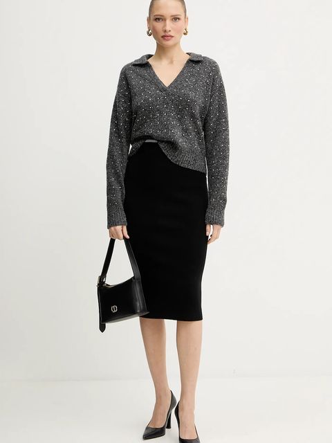 Pinko sweter z dodatkiem wełny kolor szary 105684 A2U4 - zdjęcie produktu nr 2