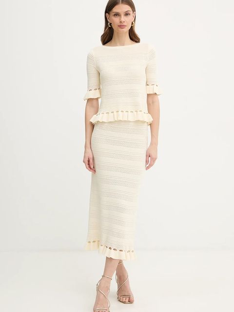 Twinset spódnica kolor beżowy maxi prosta 261TP3083