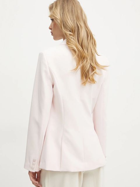 Guess marynarka SOLENE kolor różowy jednorzędowa gładka W5RN46 WFWX2