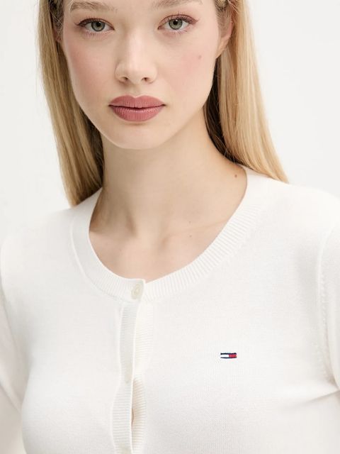 Tommy Jeans kardigan bawełniany damski kolor biały lekki DW0DW20976 - zdjęcie produktu nr 2