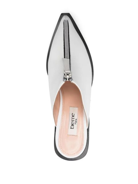 Elleme 85mm Eclair-zip leather mules - White