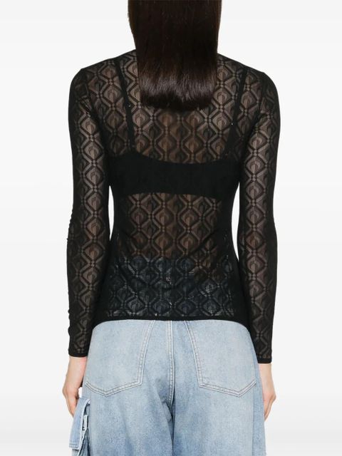 Marine Serre Moon Diamant-jacquard top - Black