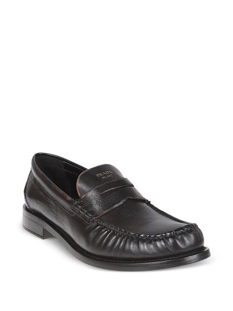 Prada slip-on topstitching leather loafers - Brown - zdjęcie produktu nr 2