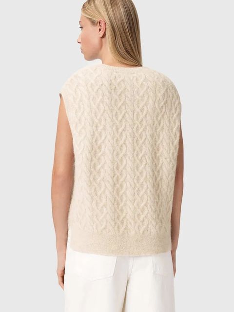 AllSaints kamizelka z dodatkiem wełny damski kolor beżowy z golfem W060KD - zdjęcie produktu nr 2