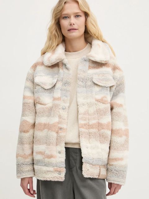 UGG kurtka damska kolor beżowy przejściowa oversize 1158692
