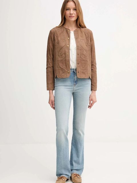 Hoss Intropia kurtka zamszowa kolor brązowy przejściowa 5432681