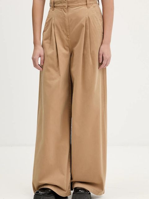 Tommy Jeans spodnie bawełniane damskie kolor zielony szerokie high waist DW0DW22634 - zdjęcie produktu nr 1