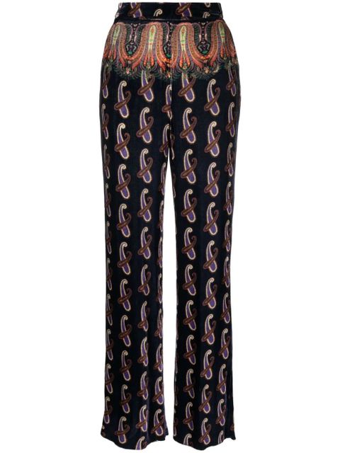 ETRO patterned-jacquard velvet trousers - Blue - zdjęcie produktu nr 1