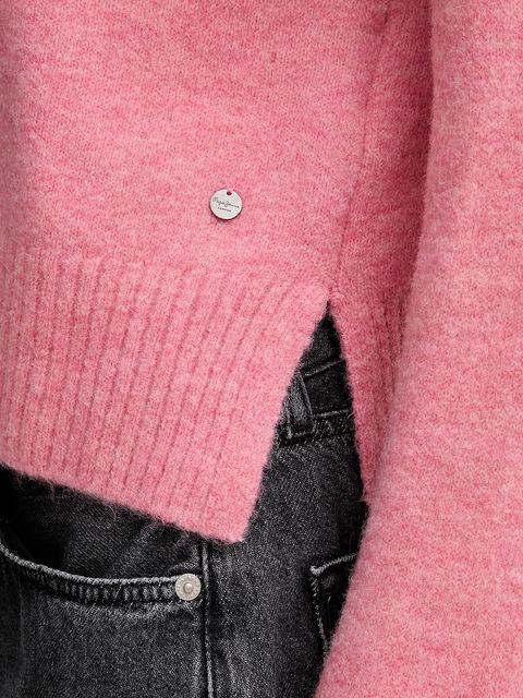 Pepe Jeans sweter z domieszką wełny damski kolor różowy z półgolfem PL7000032