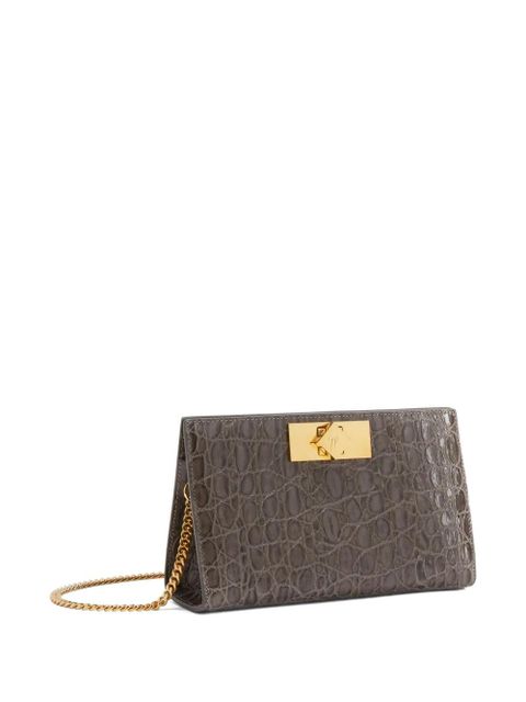 Giuseppe Zanotti Annhita crocodile-embossed clutch bag - Grey - zdjęcie produktu nr 2