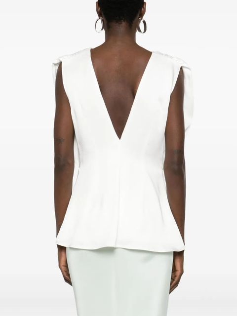 Jil Sander ruched-detailed sleeveless blouse - White