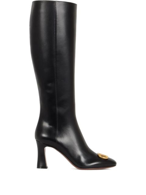 Valentino Garavani 90mm V-logo Signature leather boots - Black - zdjęcie produktu nr 1