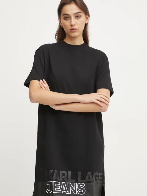 Karl Lagerfeld Jeans sukienka bawełniana kolor czarny mini prosta A1W13015 - zdjęcie produktu nr 1