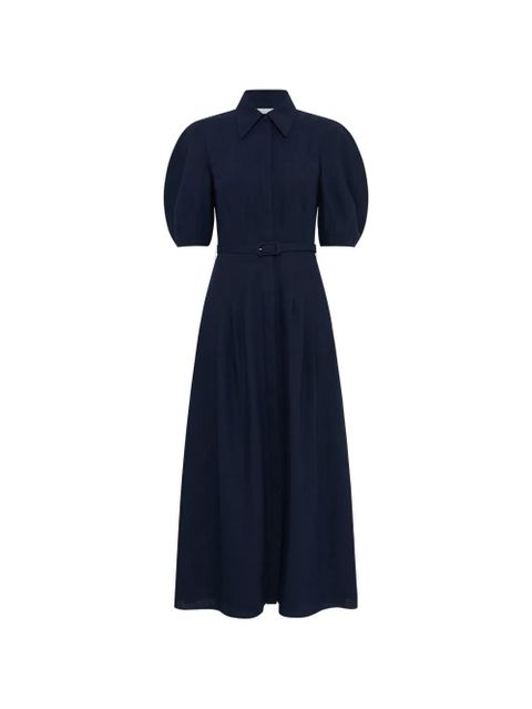Gabriela Hearst Maude pleated belted shirtdress - Blue - zdjęcie produktu nr 1