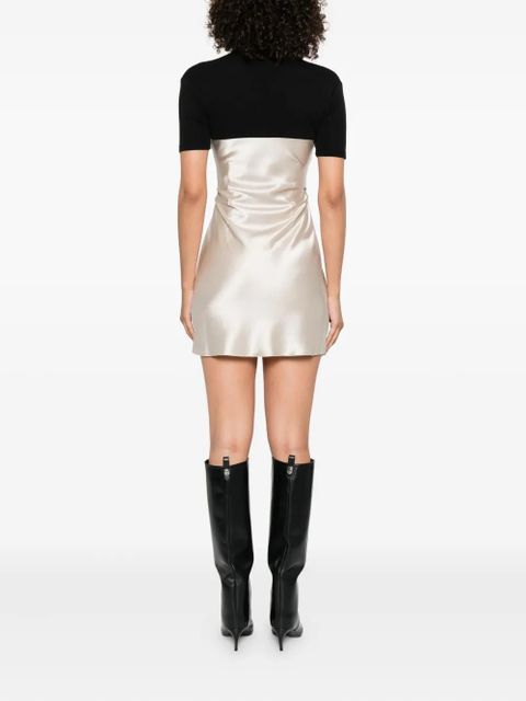 Nanushka satin-paneled mini dress - Neutrals