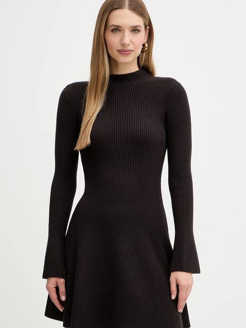 Twinset sukienka z dodatkiem wełny kolor brązowy mini rozkloszowana 252TT3140 - zdjęcie produktu nr 1