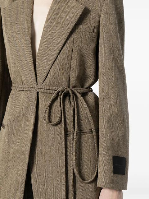 Alexander Wang herringbone wrap wool blazer - Brown