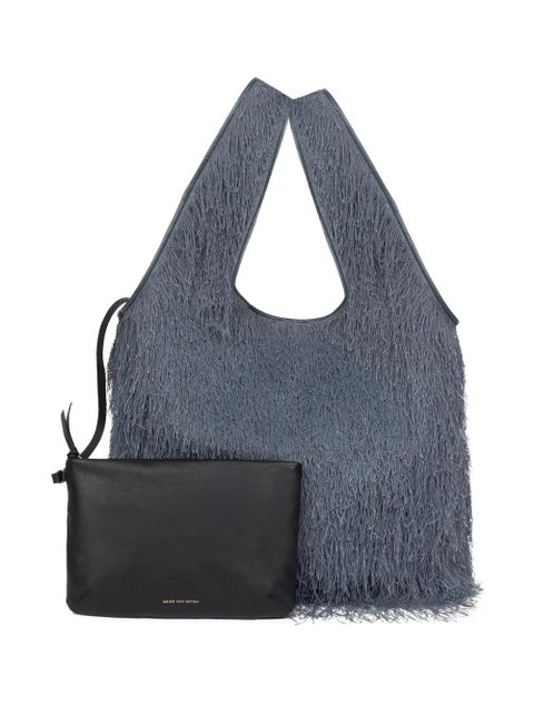 DRIES VAN NOTEN fringed tote bag - Grey
