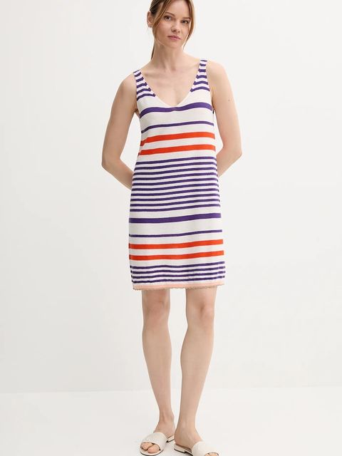 United Colors of Benetton sukienka bawełniana kolor fioletowy mini prosta 11945V006